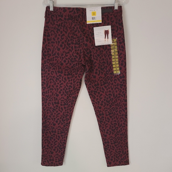 NWT Social Standards Ankle Skinny Sketchy Cheetah Red Pants Size 8 - Picture 3 of 14